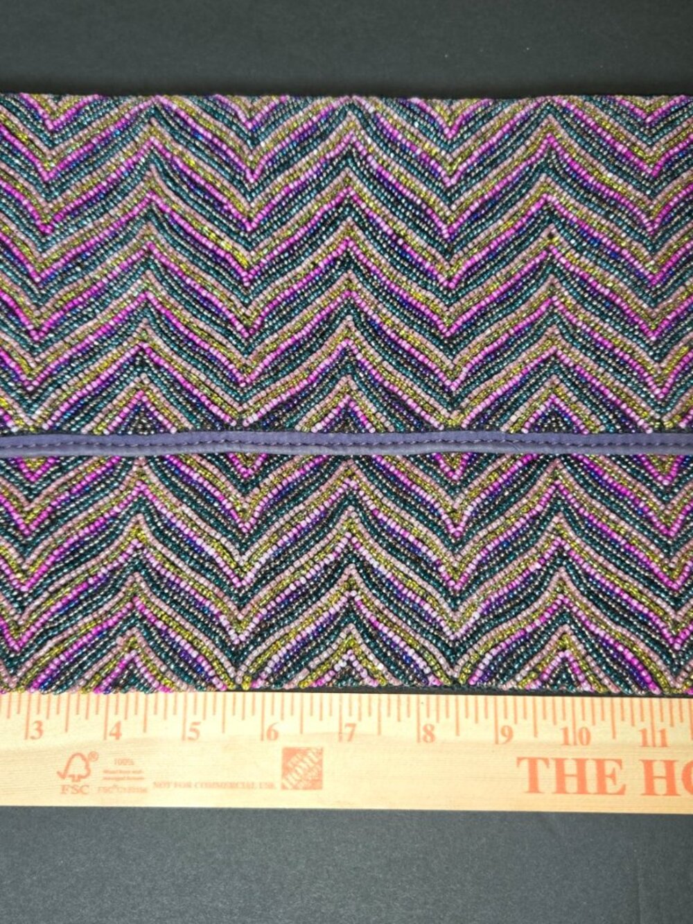 John Lewis Multicolor Beaded Chevron Clutch Evening Bag